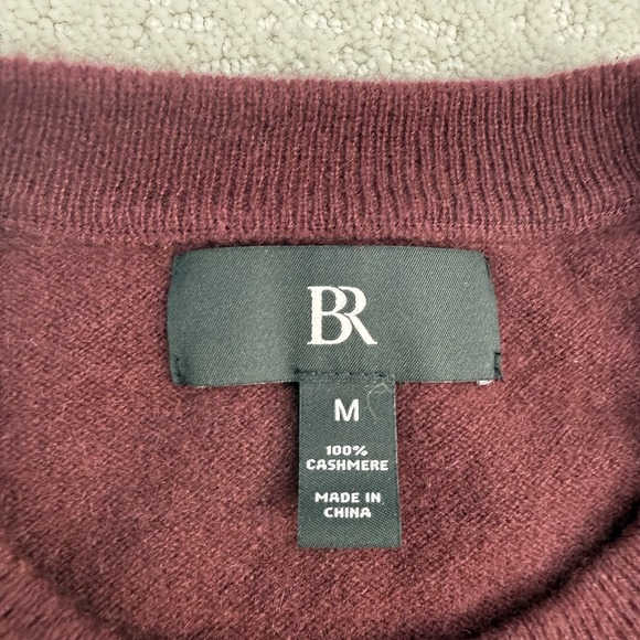 Banana Republic 100% Cashmere Crewneck Sweater Mens M Burgundy $180 2024 - Picture 5 of 10